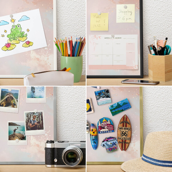 Magnetisch bord voor de muur met witte lijst Pastel harmonie