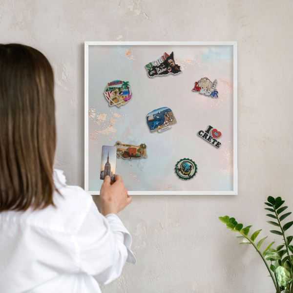 Magnetisch bord voor de muur met witte lijst Pastel harmonie