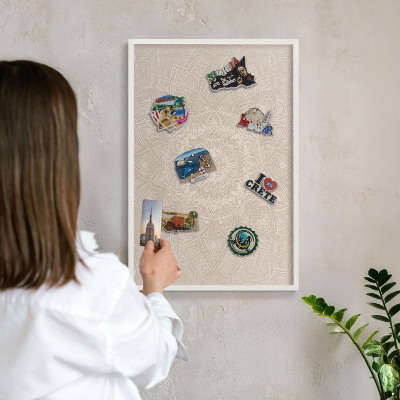 Magnetisch bord voor de muur met witte lijst Decoratieve mandala