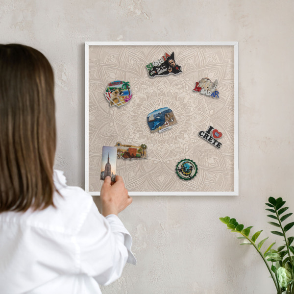 Magnetisch bord voor de muur met witte lijst Decoratieve mandala