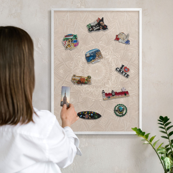 Magnetisch bord voor de muur met witte lijst Decoratieve mandala