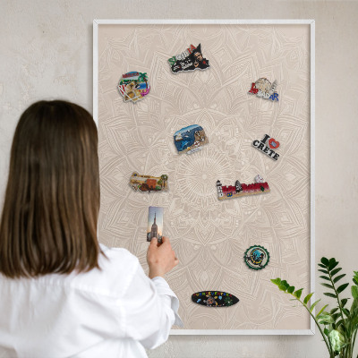 Magnetisch bord voor de muur met witte lijst Decoratieve mandala