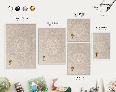 Magnetisch bord voor de muur met witte lijst Decoratieve mandala