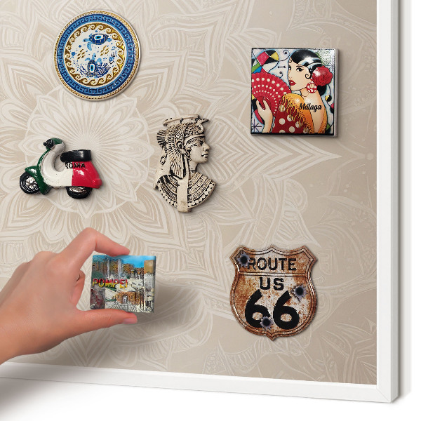 Magnetisch bord van metaal in een witte lijst Mandala-patroon