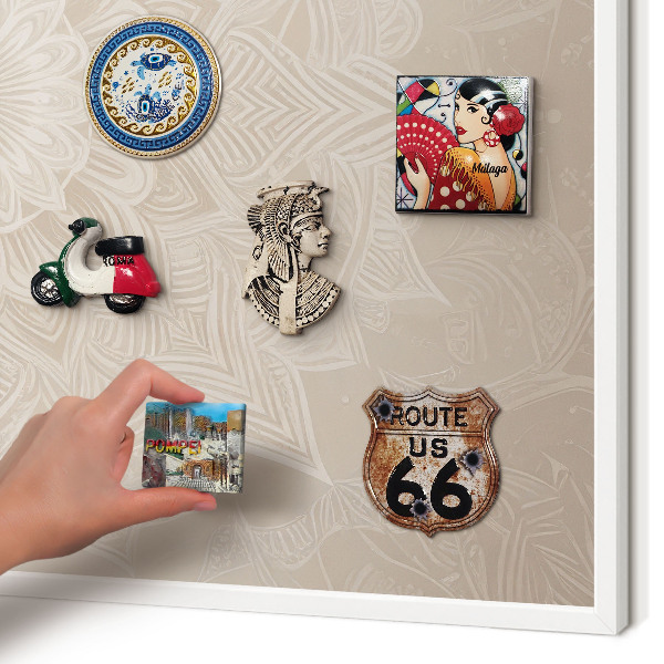 Magnetisch bord van metaal in een witte lijst Mandala-patroon