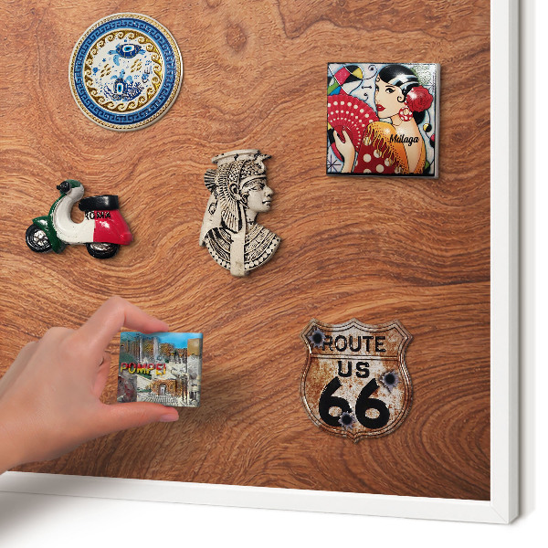 Magnetisch bord voor de muur met witte lijst Houtnerf