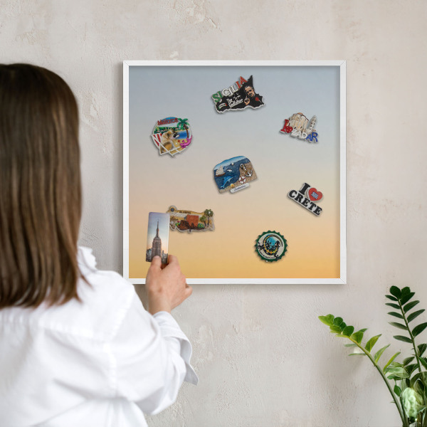 Magnetisch bord voor de muur met witte lijst Pastelkleurige overgang