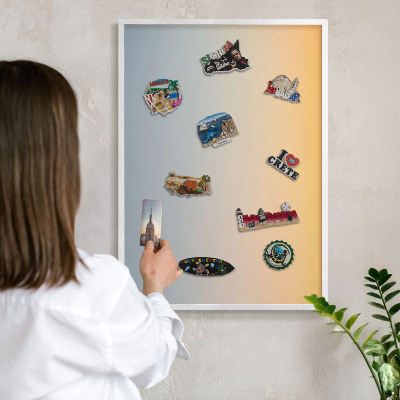 Magnetisch bord voor de muur met witte lijst Pastelkleurige overgang