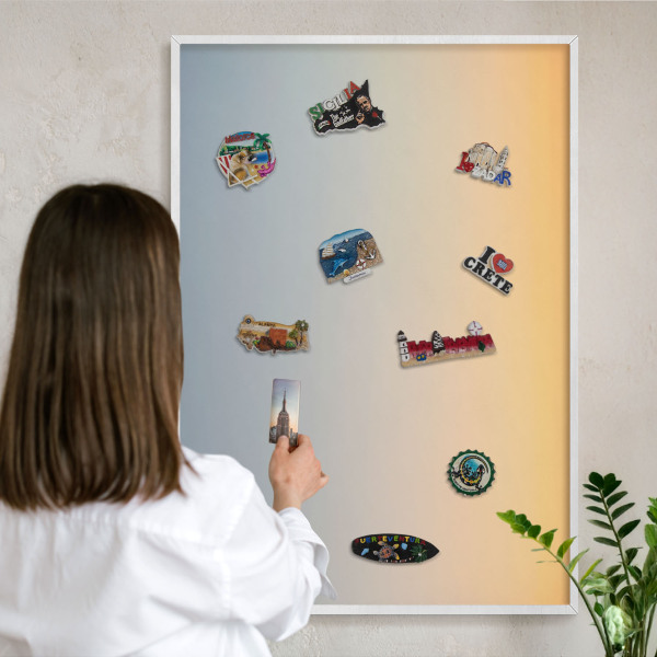 Magnetisch bord voor de muur met witte lijst Pastelkleurige overgang