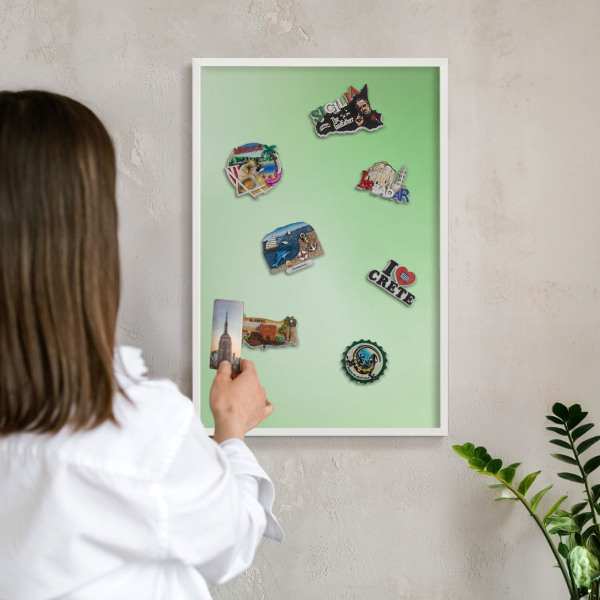 Magnetisch bord van metaal in een witte lijst Groene harmonie