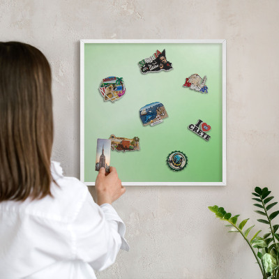 Magnetisch bord van metaal in een witte lijst Groene harmonie