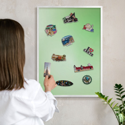 Magnetisch bord van metaal in een witte lijst Groene harmonie