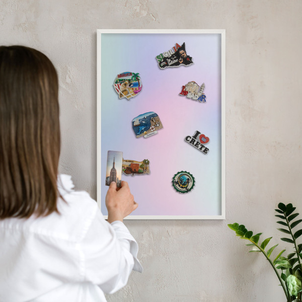 Magnetisch bord voor de muur met witte lijst Pastelkleurige overgang