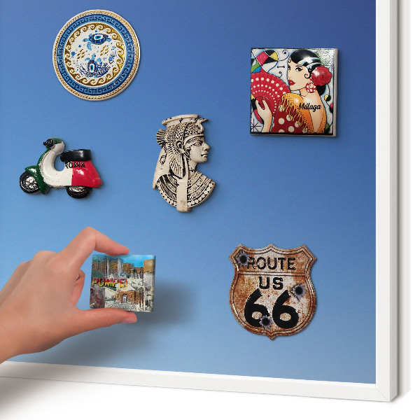 Magnetisch bord van metaal in een witte lijst Blauwe kleurovergangen