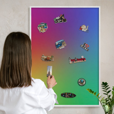 Magnetisch bord voor de muur met witte lijst Regenbooggradient
