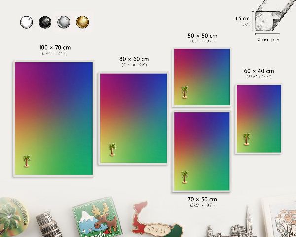 Magnetisch bord voor de muur met witte lijst Regenbooggradient
