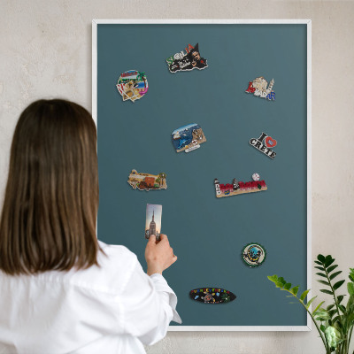 Magnetisch bord voor de muur met witte lijst Donker turkoois