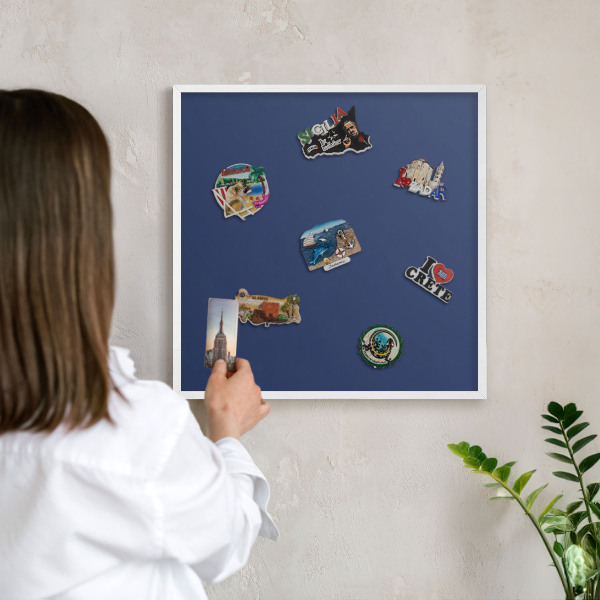 Magnetisch bord voor de muur met witte lijst Levendig marineblauw