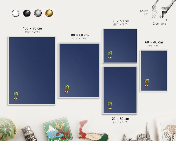Magnetisch bord voor de muur met witte lijst Levendig marineblauw