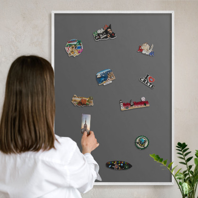 Magnetisch bord voor de muur met witte lijst Donkergrijs