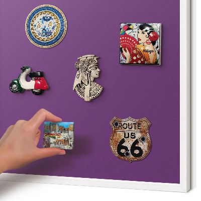 Magnetisch bord voor de muur met witte lijst Sterk paars