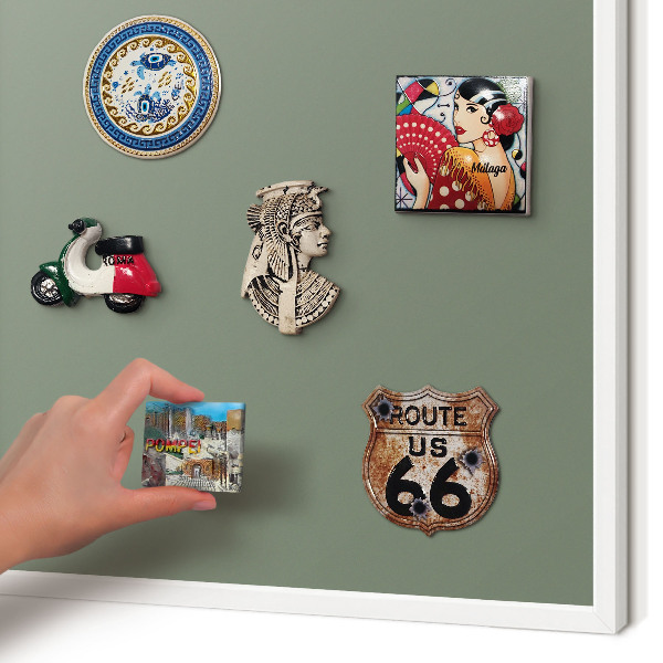 Magnetisch bord voor de muur met witte lijst Donkere salie