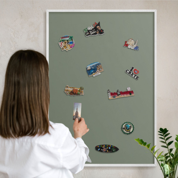 Magnetisch bord voor de muur met witte lijst Donkere salie