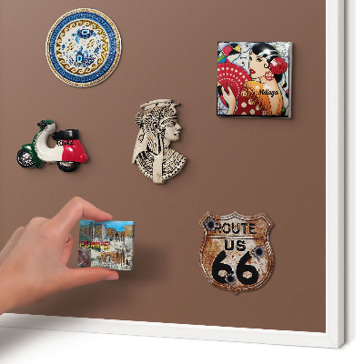 Magnetisch bord van metaal in een witte lijst Bruine kleur