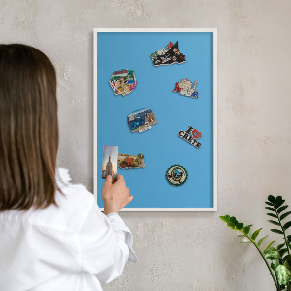 Magnetisch bord voor de muur met witte lijst Blauw water