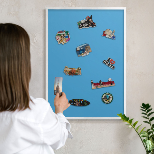 Magnetisch bord voor de muur met witte lijst Blauw water