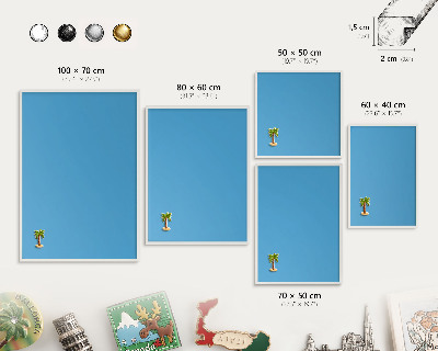 Magnetisch bord voor de muur met witte lijst Blauw water