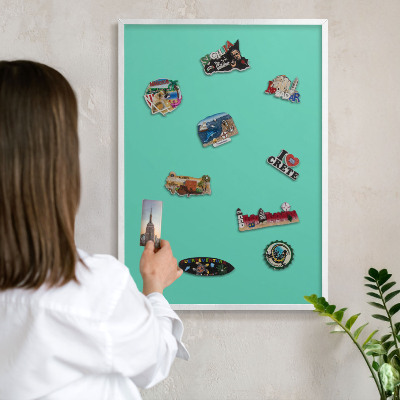 Magnetisch bord van metaal in een witte lijst Sterke munt