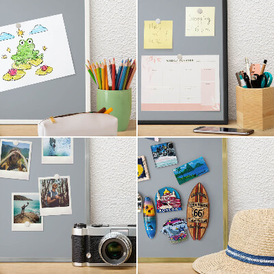 Magnetisch bord voor de muur met witte lijst Delicaat grijs