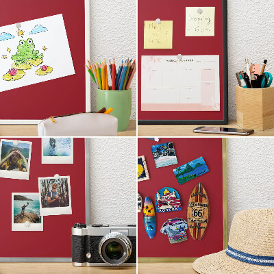 Magnetisch bord voor de muur met witte lijst Licht bordeauxrood
