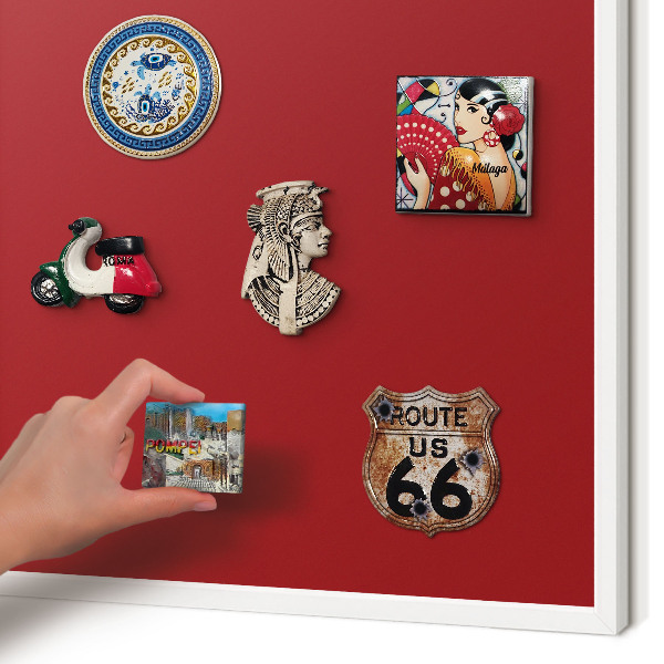Magnetisch bord voor de muur met witte lijst Licht bordeauxrood