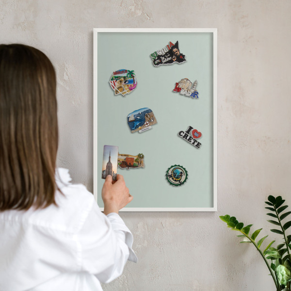 Magnetisch bord voor de muur met witte lijst Lichte munt