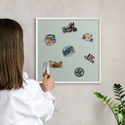 Magnetisch bord voor de muur met witte lijst Lichte munt