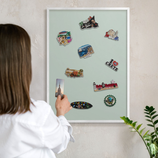 Magnetisch bord voor de muur met witte lijst Lichte munt