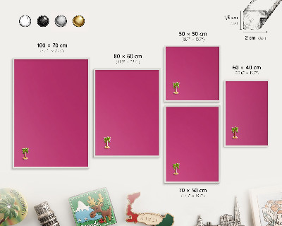 Magnetisch bord van metaal in een witte lijst Intens roze