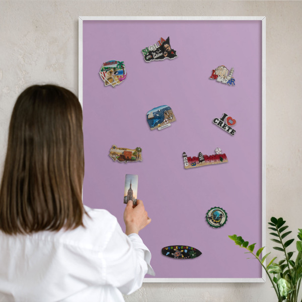 Magnetisch bord voor de muur met witte lijst Lichtpaars