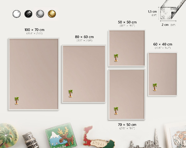 Magnetisch bord voor de muur met witte lijst Beige roze