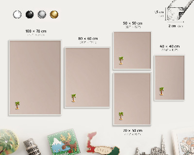 Magnetisch bord voor de muur met witte lijst Beige roze