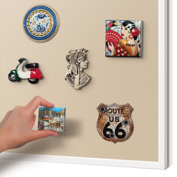 Magnetisch bord voor de muur met witte lijst Beige-oranje