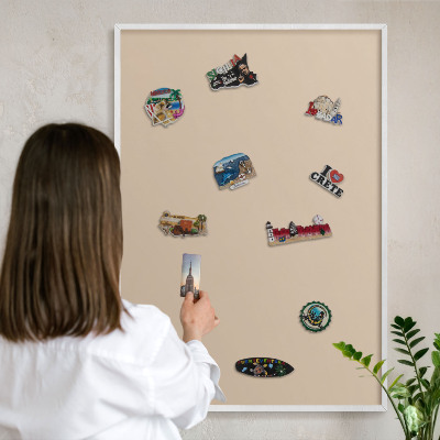 Magnetisch bord voor de muur met witte lijst Beige-oranje
