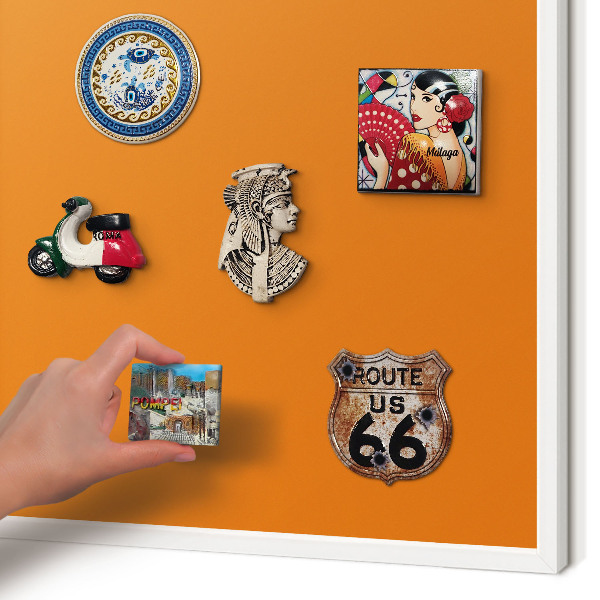 Magnetisch bord voor de muur met witte lijst Sterk oranje