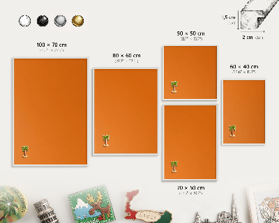 Magnetisch bord voor de muur met witte lijst Sterk oranje