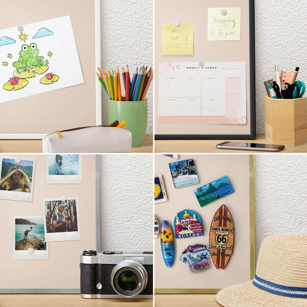 Magnetisch bord voor de muur met witte lijst Warm beige