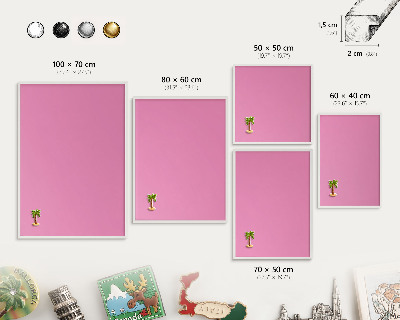 Magnetisch bord van metaal in een witte lijst Koel roze