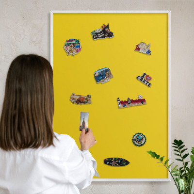 Magnetisch bord voor de muur met witte lijst Intens geel