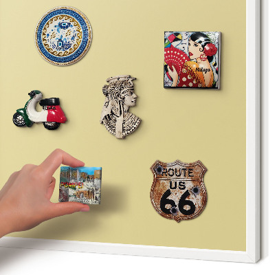 Magnetisch bord van metaal in een witte lijst Beige-geel